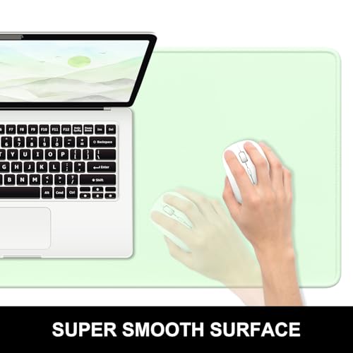 Hsurbtra Desk Pad, 32" x 16" Premium-Textured Desk Mat, Stitched Edge Anti-Slip Waterproof Rubber Mouse Pad, L Extended Computer Mat for Office Gaming Laptop Keyboard Lake Green - color: Lake Green, size: L Deskpad (32" x 16")
