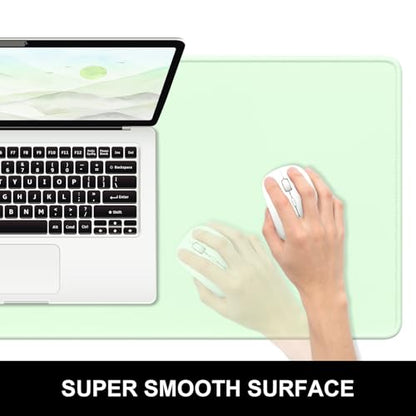 Hsurbtra Desk Pad, 32" x 16" Premium-Textured Desk Mat, Stitched Edge Anti-Slip Waterproof Rubber Mouse Pad, L Extended Computer Mat for Office Gaming Laptop Keyboard Lake Green - color: Lake Green, size: L Deskpad (32" x 16")
