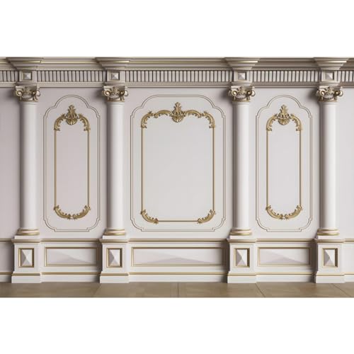5x3ft Ancient Palace Wall Backdrop Retro Pillars Columns European Style Wall Background for Photography Wedding Ceremony Graduation Baby Shower Birthday Kids Adults Portrait Studio Prop - color: white, size: 5x3ft