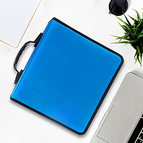 Siveit CD/DVD Case Binder, 400 Capacity CD/DVD Disc Case Booklet Album Box (Black Binder, Blue) - color: Blue, size: Black binder