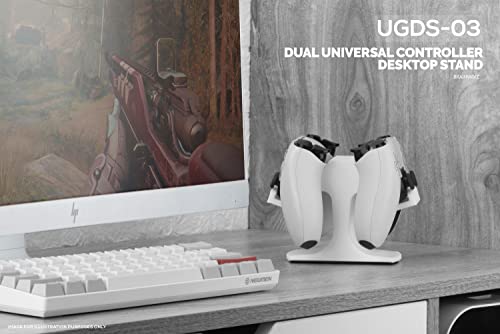 Dual Game Controller Desktop Holder Stand - Universal Design for Xbox ONE, PS5, PS4, PC, Steelseries, Steam & More, Reduce Clutter UGDS-03 (White) - color: UGDS-03 White
