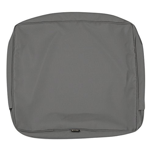 Classic Accessories Montlake Water-Resistant 21 x 20 x 4 Inch Outdoor Back Cushion Slip Cover, Patio Furniture Cushion Cover, Light Charcoal Grey, Patio Furniture Cushion Covers - color: Light Charcoal, size: 21 x 20 x 4 Inch