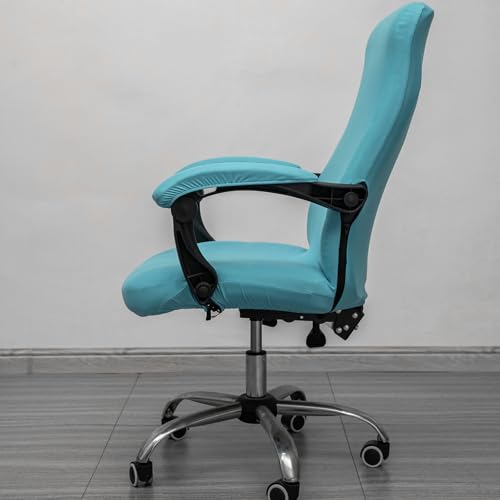 Melaluxe Office Chair Cover with Arm Covers - Universal Stretch Desk Chair Cover, Computer Chair Slipcovers (Size: L) - Azure - color: Azure, size: Large with Arm Cover