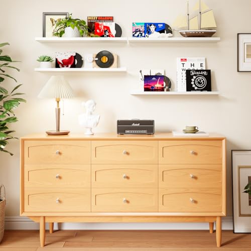 BYCY Metal Floating Shelves Set of 4,23.6 inch Nursery Book Shelves for Wall Mounted,Wide Magnetic Book Display Wall Shelves for Classrooms Kitchen Bedroom Room Decor (White) - color: White, size: 23.6inch，4pcs