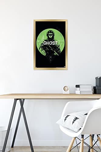 Trends International Call of Duty: Modern Warfare 2 - Ghost Emblem Wall Poster, 14.725" x 22.375", Gold Framed Version - color: Gold Framed Version, size: 22.4"L x 14.7"W
