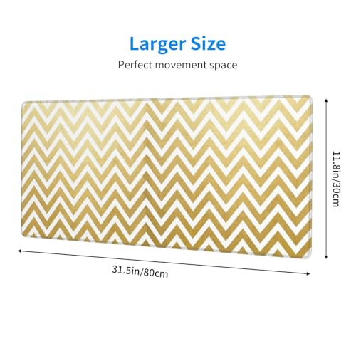 Golden Geometric Diagram Mouse Pad Large Gaming Mousepad Non-Slip Rubber Base Keyboard Mouse Mat for Laptop Keyboard Desktop 31.5 x 11.8 inch - color: Golden Geometric Diagram