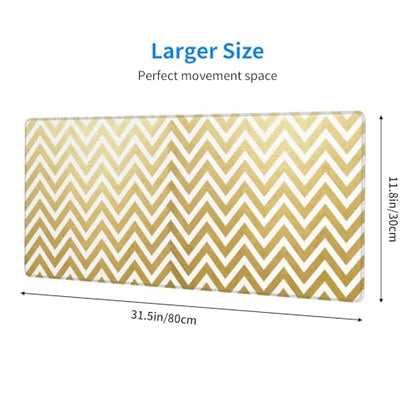 Golden Geometric Diagram Mouse Pad Large Gaming Mousepad Non-Slip Rubber Base Keyboard Mouse Mat for Laptop Keyboard Desktop 31.5 x 11.8 inch - color: Golden Geometric Diagram