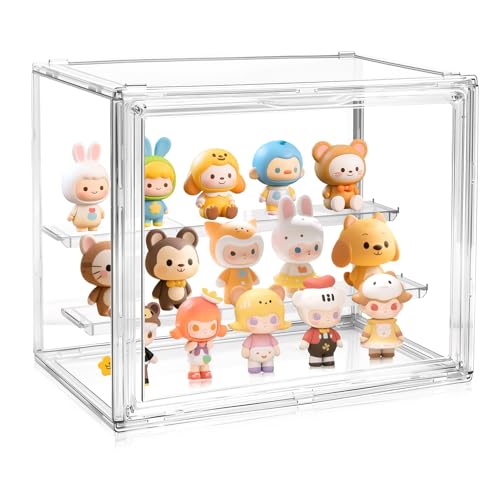 Acrylic Display Case for Collectibles, 3 Layer Figure Display Box with Magnetic Door, Stackable Figurine Display Shelf Box for Figures, for Funko Pop, for Pop Mart (1 pcs) - size: Three floors