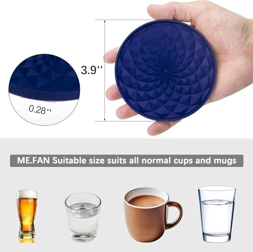 Silicone Coasters [6 Pack] with Holders Drink Coasters, Table Cup Mat, for Hot or Cold Drinks Thickened, Non-Slip, Non-Stick, Deep Tray Black - color: Black