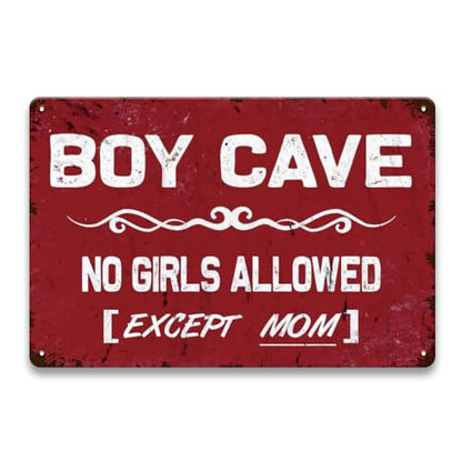 No Girls Allowed Signs for Boys - Little Man Cave Sign for Boys, Boys Only Signs for Kids Room, Boys Room, Bedroom, Boy Cave, Gaming Room Wall Art Decor, Cool Boys Gifts, 12 x 8 inch