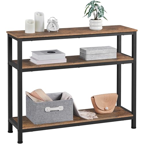 Yaheetech Industrial Console Table, 3 Tier Entryway Table with Storage Shelves, Narrow Sofa Tables for Living Room, Foyer, Hallway, Entrance, Metal Frame, Rustic Brown - color: Rustic Brown