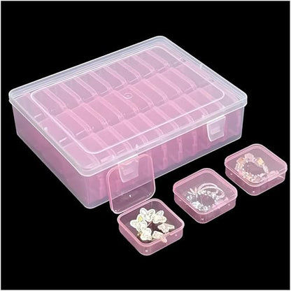 Small Clear Plastic Bead Storage Containers-Pink Plastic Box-30Pcs Craft Storage Box with Hinged Lid, 1sheet Labels, Mini Boxs for Jewelry Making, Diamond Art, Crafts, Small Parts - color: Pink
