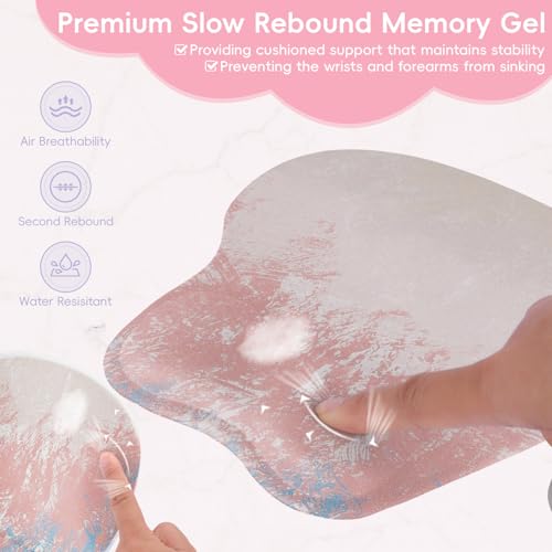 Mouse Pad with Wrist Rest Ergonomic Mouse Pad with Comfortable M-Shape Pain Relief Wrist Support Non-Slip PU Base Mousepad for Laptop, Office & Home (Pretty Pink Painting) - color: Pretty Pink Painting