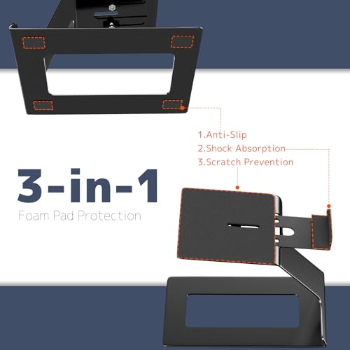 PUTORSEN Desk Speaker Stands,Desktop Speaker Stands for Most Small & Medium Bookshelf Speakers, Computer Speakers,Depth Up to 7.71in,6 Tilt Angle,Speaker Risers with Vibration Absorption Pad, Black - size: Height: 5.9"