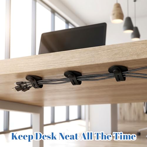12 PCS Silicone Cable Straps, Self Adhesive Cable Holder Adjustable Silicone Cables Ties Cord Organizer Reusable Cables Management with Clear Case for Organizing Home Office School Supplies, Black