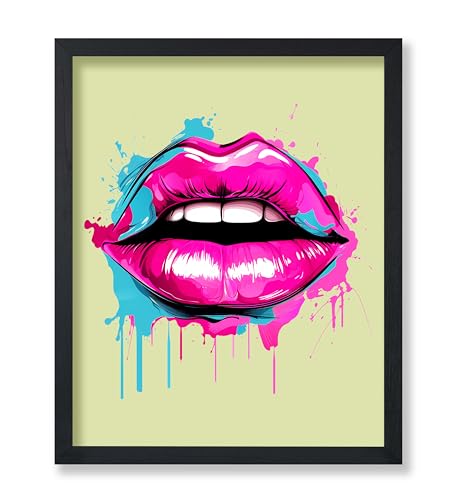 Poster Master Lip Poster - Woman's Lips Print - Color Drip Art - Abstract Artwork - Rainbow Creation - Girly Visual - Great Bedroom or Living Room Wall Decor - 8x10 UNFRAMED Wall Decor - color: Style-13, size: 8"L x 10"W