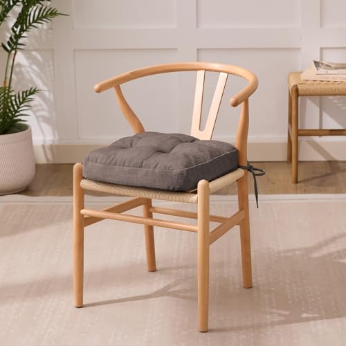 IASEAHK Chair Cushions for Dining Chairs, Dining Chair Cushions, Tufted Indoor Chair Pads with Ties & Non Slip Backing, Seat Cushions for Kitchen Chairs 16.5” x 16.5” x 3.5”, Set of 4, Light Brown - color: Light Brown, size: Pack of 4