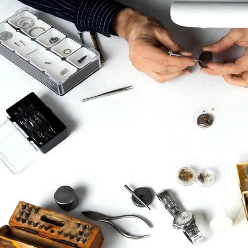 Waterproofs Watch Parts Storage Box with 5 Compartments Shockproof Organizer Case for Small Accessories Screws Jewelry for Watchmakers Technicians Enthusiastsand Enthusiasts ﻿