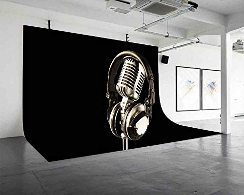 10x7ft Headphones Backdrop Microphone Photography Background for Birthday Party Decor Banner Photo Booth Studio Props BJAY14 - size: 10x7FT
