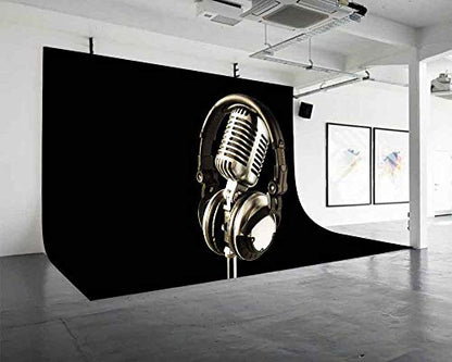 10x7ft Headphones Backdrop Microphone Photography Background for Birthday Party Decor Banner Photo Booth Studio Props BJAY14 - size: 10x7FT