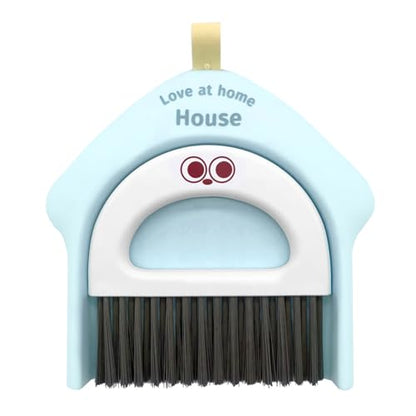 Small Dustpan and Broom Set,Mini Handheld Dust pan with Cleaning Brush Set for Home Desktop, Sofa,Office,Keyboards, Pet Care Household,Camping (Blue) - color: Blue