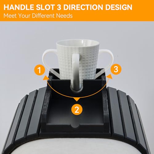 GEHE Bamboo Couch Cup Holder, Anti-Spill Sofa Arm Tray, Natural and Easy to Clean Couch Arm Cup Holder Armrest Tray Perfect for Cups, Beers, Snacks, Remote Control, Drinks - color: Black