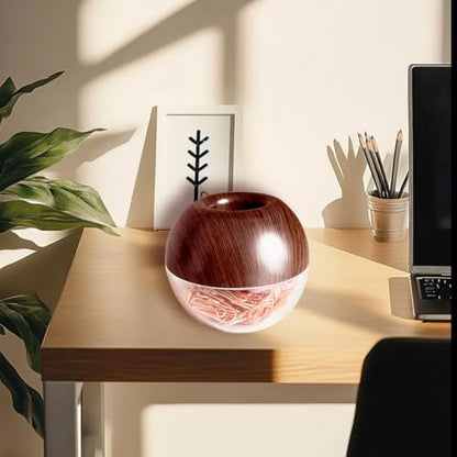 Walnut Wood Paper Clip Holder , Wooden Magnetic Paper Clip Dispenser with Rose Gold PaperClips 100pcs 28mm(1.1") Cute Office Supplies for Desk Organizer - color: Walnut