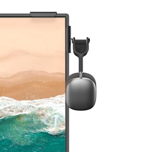 Headphone Holder for Screen, Plastic Headphone Stand, Headset Stand Suitable for AirPods Max, Sony, Bose, Beats and More (black)