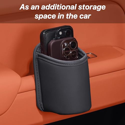Car Door Cup Holder, Leather Clip On Backseat Pocket Beverage Holder, Waterproof Scratch-Resistant Vehicle Window Cup Holder, Multifunctional Storage for Water Cup Phone Change (Black) - color: Black