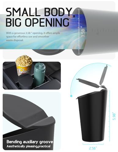 BMZX Car Trash Can with Lid Small Cup Holder Door Pocket Garbage Can Bin Trash Container Fits Auto Home Office, Black 1 Pack - color: Black