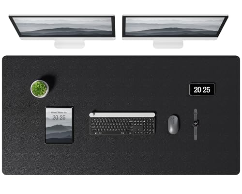 Aothia Leather Desk Pad Protector, Office Desk Mat, Large Mouse Pad, Laptop Desk Pad, Non-Slip PU Leather Desk Blotter, Waterproof Desk Writing Pad for Office and Home (Black, 47" x 24") - color: Black, size: 47" x 24"