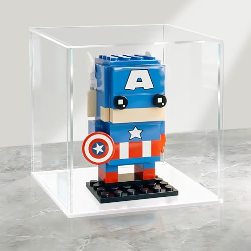 LANSCOERY Acrylic Display Case, Assemble Small Showcase Display Box for Collectibles, with Dustproof & Seamless Display Design, 3x3x3inch White Base - color: White, size: 3x3x3inch; 8x8x8cm
