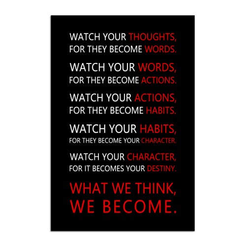 Watch Your Thoughts Inspirational Wall Art Motivational Canvas Painting Inspiring Quotes Posters Prints Artwork Living Room Home Office Classroom Decor Framed Ready to Hang [12''W x 18''H] - color: Inspirational-21, size: 18"L x 12"W
