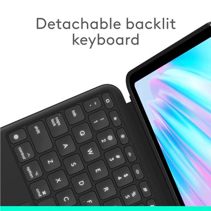 Logitech Combo Touch iPad Air 11-inch (M2, M3 & M4), iPad Air (5th gen) Keyboard Case - Detachable Backlit Keyboard with Kickstand - Midnight Black