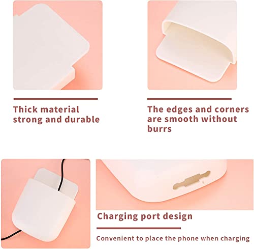 6 Pcs Remote Control Holder Wall Mounted, Self-Adhesive Wall Mount Phone Pen Pencil Makeup Brushes Glasses Holder Storage Box Organizer for Wall Beside Table (3 White+ 3 Grey) - color: White, Gray