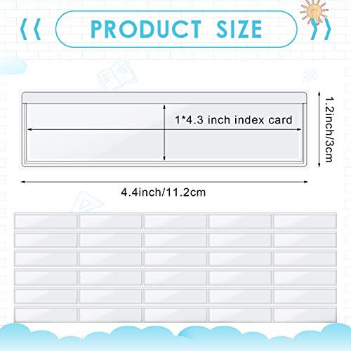 30 Pack Self-Adhesive Index Card Pockets with Top Open for Loading - Ideal Index Card Holder for Organizing and Protecting - Crystal Clear Plastic(1.2 x 4.4 Inches) - size: 1.2 x 4.4 Inches