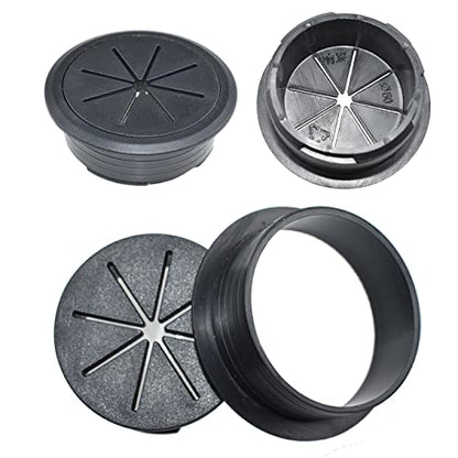 Aifeier ET 2PCS Desk Grommet 2 Inch/50mm Rubber Cable Wire Grommet Cable Hole Cover for Managing and Hiding Office PC Desk Cable Cord (Black) - size: Detachable 2 Inch/50mm(Black)