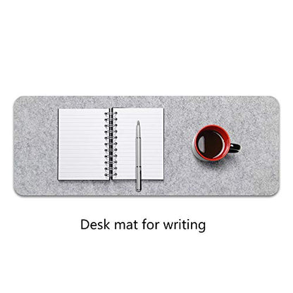 Extended Gaming Mouse Pad, Non-Slip Desk Pad, Desktop Protector, Writing Mat, Felt Desk Mat for Office and Home, 0.12 Inch Thick (Light Gray)