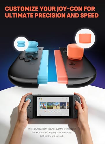 Mumba Thumb Grips for Nintendo Switch 2 with Storage Box, 3 Pairs (6pcs) Anti-Slip Joystick Caps, Ergonomic Design for Enhanced Grip & Precision Control, Accessories for Joy-Con, Blue/Light Red