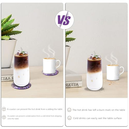 Drinks Coasters Resin Cup Mat: 4 pcs Coaster with Seashells for Table Desktop Counter (4, Purple) - color: Purple
