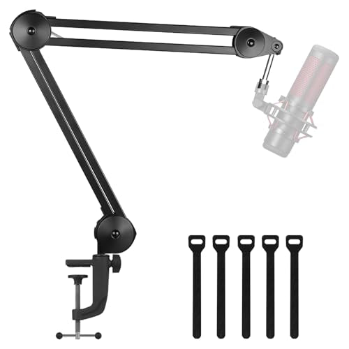 InnoGear Microphone Arm Stand, Heavy Duty Mic Arm Microphone Stand Suspension Scissor Boom Stands with Mic Clip and Cable Ties for Blue Yeti Snowball Hyper X QuadCast SoloCast Fifine Gaming (Medium) - size: Medium