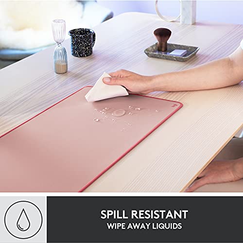 Logitech Desk Mat - Studio Series, Multifunctional Large Desk Pad, Extended Mouse Mat, Office Desk Protector with Anti-Slip Base, Spill-Resistant Durable Design, in Darker Rose - color: Darker Rose