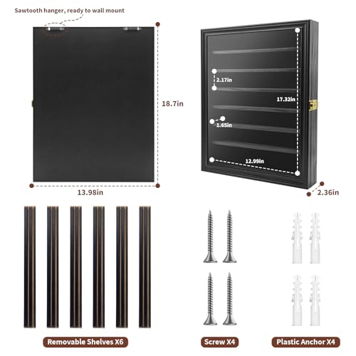 Challenge Coin Display Case, 7 Rows Lockable Military Coin Display Cabinet with UV Acrylic Door, Removable Shelves & Felt Background, Large Shadow Box - size: XL-7 Rows