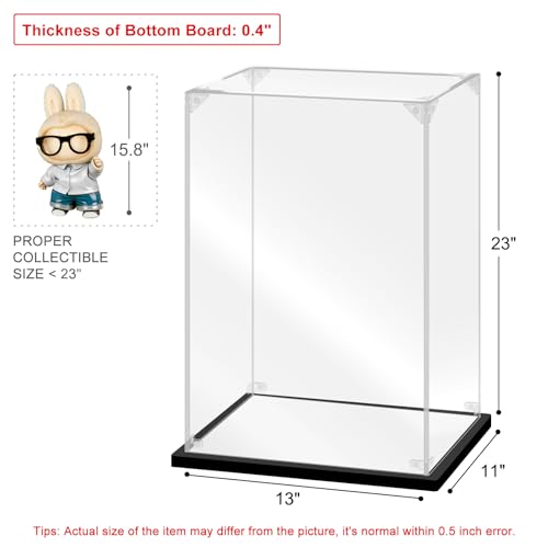 Acrylic Display Case, 13.8×11.8×23.8 Inch Clear Acrylic Display Box with Black Frame, Assemble Collectibles Display Case for Trophy, Action Figures, Dolls & Building Toys - size: 13.8*11.8*23.8inch