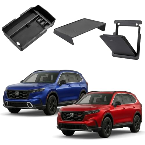 Center Console Organizer for 2023-2025 Honda CR-V, Armrest Storage Tray with Magnetic Hidden Organizer Charging Station Caddy, ABS Car Interior Accessories OEM Style Leather Texture-3PCS - color: 3PCS