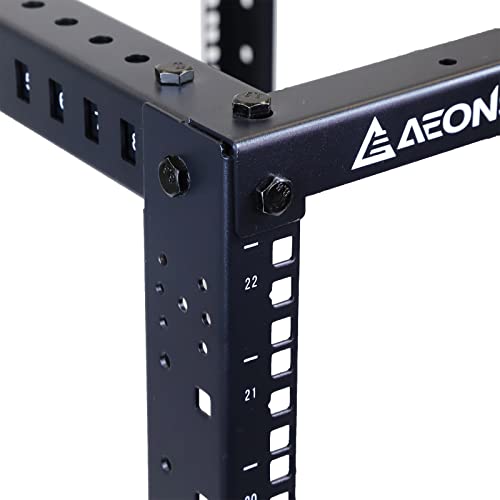 AEONS 18U 4-Post IT Open Frame Server Rack 19 Inch Depth-Adjustable (22" to 40") Network Equipment AV Gear w/Cable Management - style: 18U-4Post