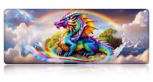 Large Gaming Mouse pad,Colorful Dragon Anti Slip Rubber Base Mouse pad, Suitable for Computer, Laptop, Office Desk Accessories - color: Colorful Dragon