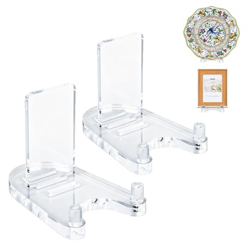 2 Pack Acrylic Easel Display，Plate Stands for Display，Adjustable Clear Display Holder for 8" to 12" Platter, Book, Card, Frame, Picture, Artwork, Plaque - size: Large - 2pack（8“-12”）