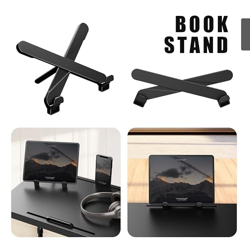 Ultra TV Tray Table, Allpop TV Dinner Tray for Eating, Adjustable Folding Tray Table with Book Stand, Cup Holder, Laptop Stopper & Tablet Slot on Coach & Bed, Black