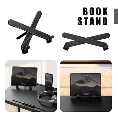 Ultra TV Tray Table, Allpop TV Dinner Tray for Eating, Adjustable Folding Tray Table with Book Stand, Cup Holder, Laptop Stopper & Tablet Slot on Coach & Bed, Black